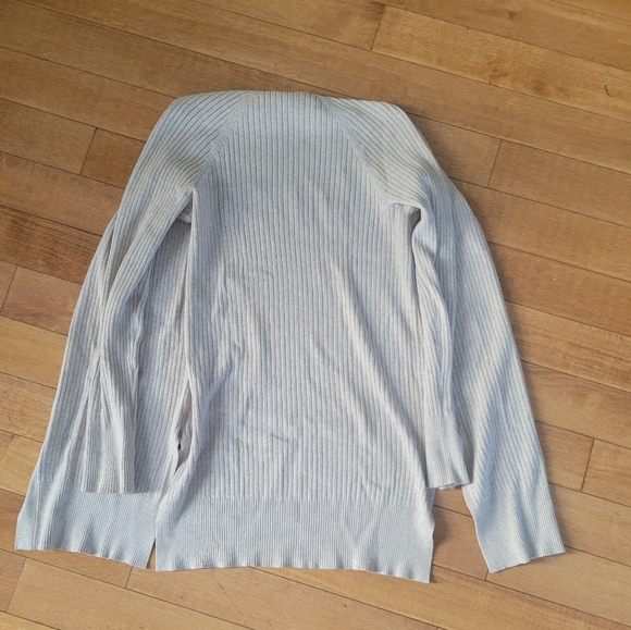 Verve Ami Ribbed Open Front Cardigan Neutral Beige Minimalist Long Sleeve Size S - Picture 4 of 5